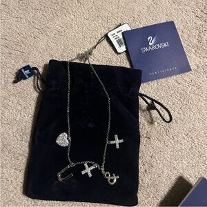 Swarovski Silver Charm Necklace with Crystal Accents